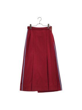 Prada Sport Rubber Patch Side Line Jersey Wrap Skirt Red 42